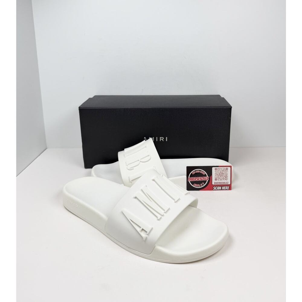 AMIRI White Embossed Logo Rubber Slide Sandals